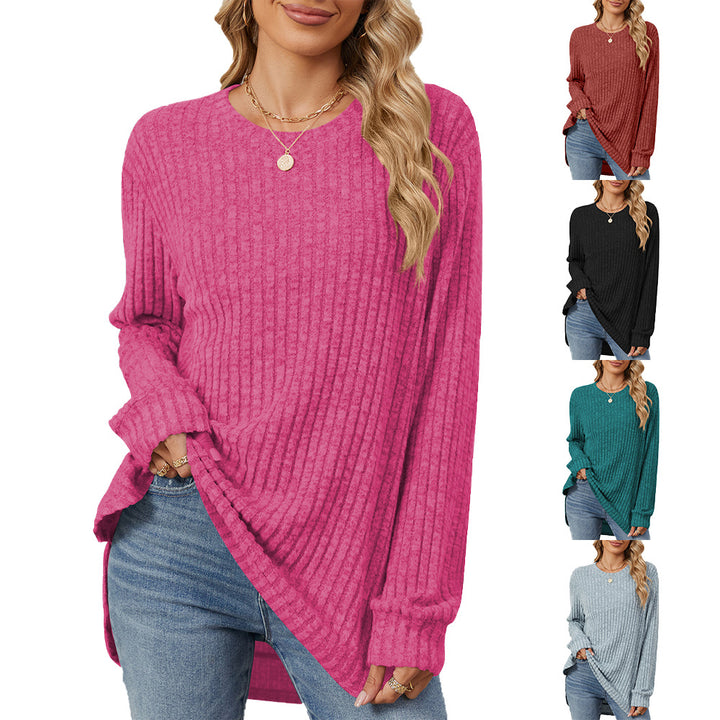 Casual long-sleeve t-shirt for women with a trendy rib pattern and a relaxed fit Lune London