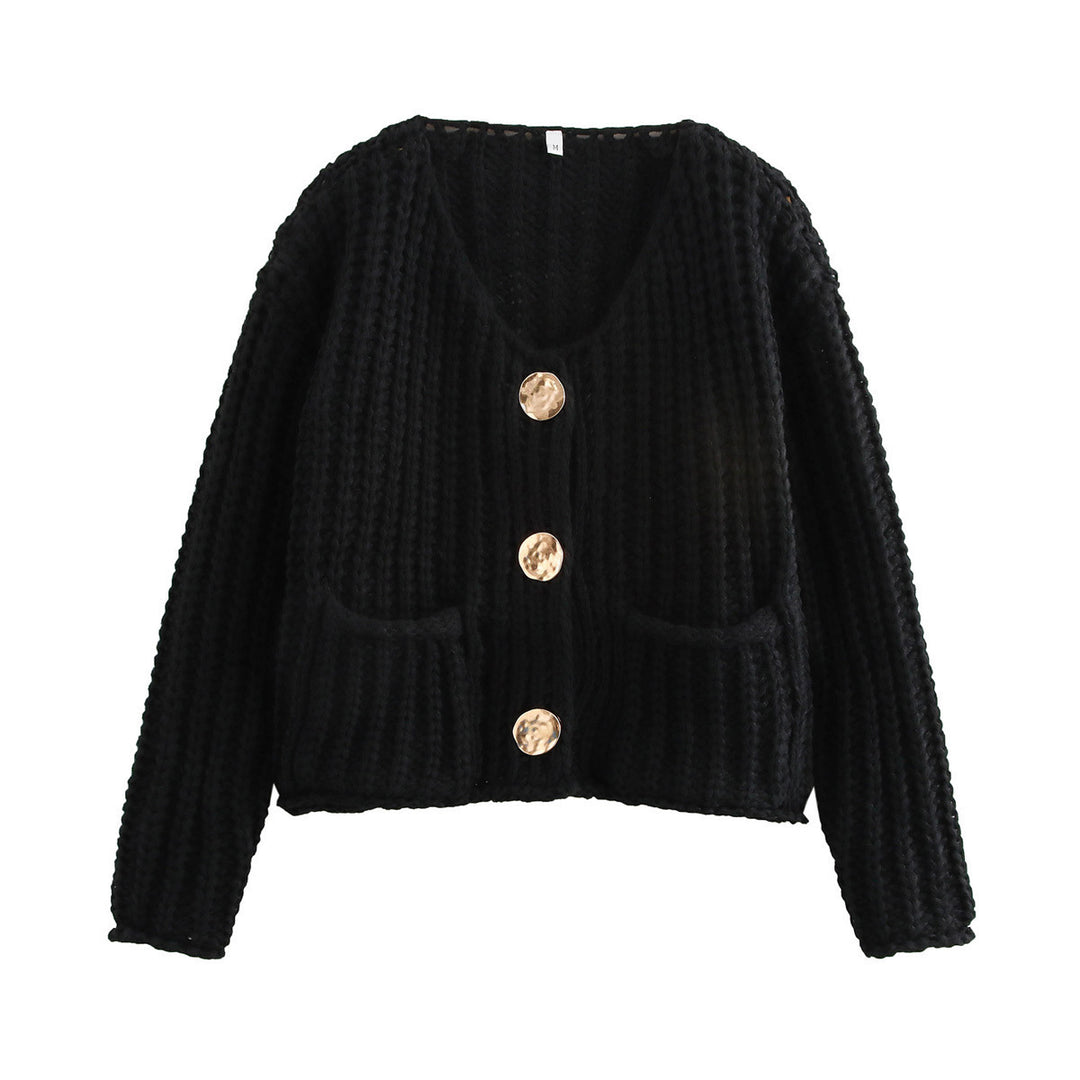Women timeless cardigan with large buttons and pockets Lune London
