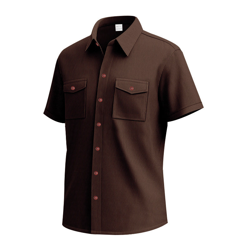 Short sleeve shirt for men with a practical striped pattern and two chest pockets Amarae