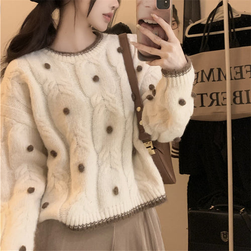 Sweater en tricot épais pour femmes avec détails de perles décoratives Chic & Stil