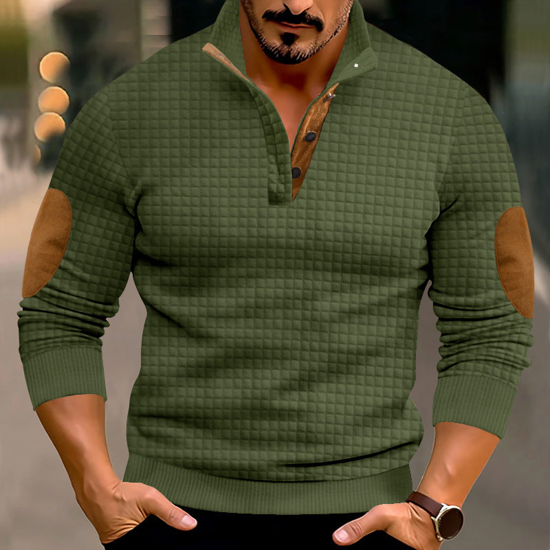 Men's sweater with high collar and contrasting leather details Lune London