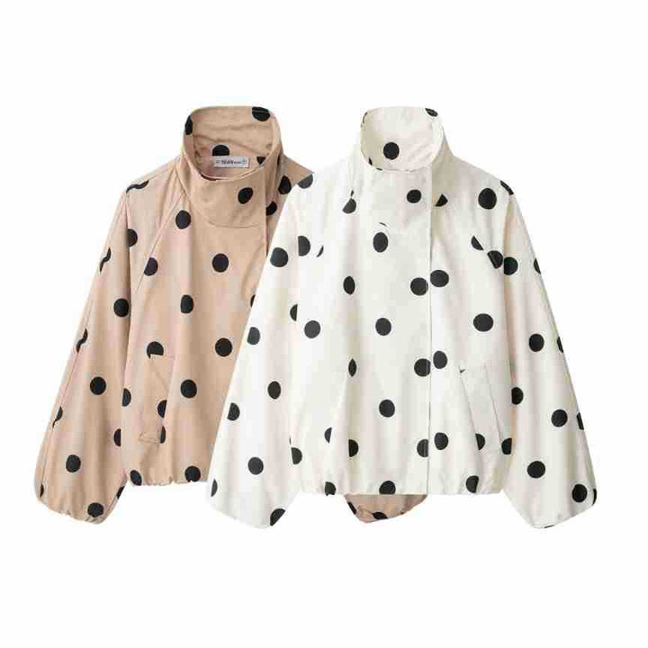 Women's short jacket in cape style with stand-up collar and balloon sleeves Amarae