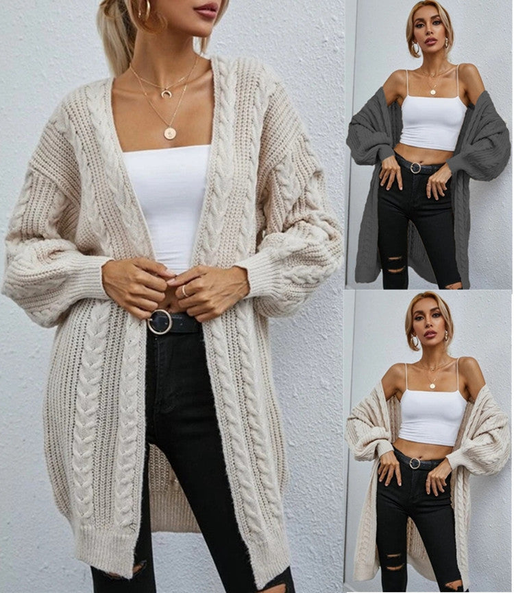 Ladies Large knit cardigan with deep V-neckline and relaxed fit Lune London