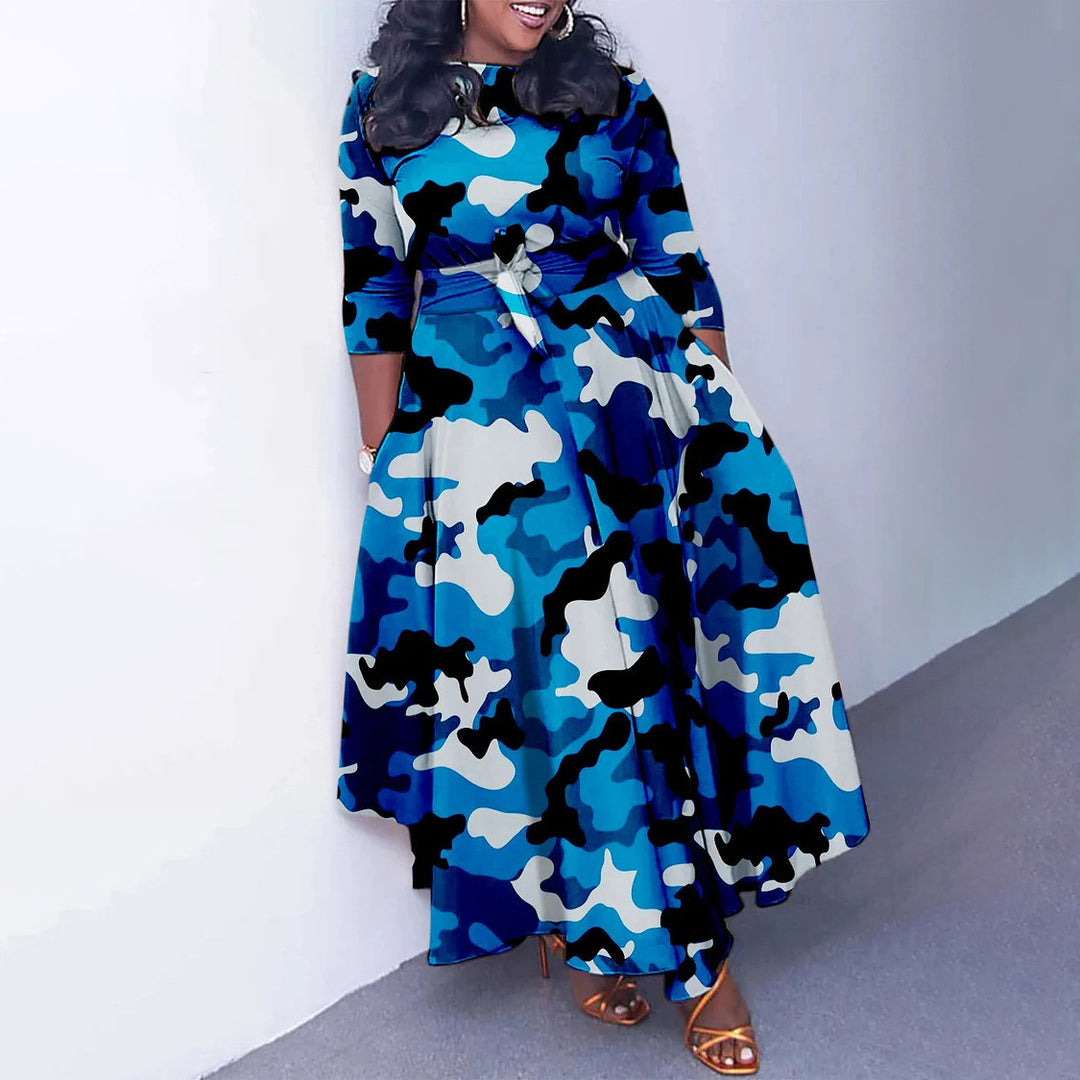 Maxi dress for women with a waist belt and long sleeves Lune London