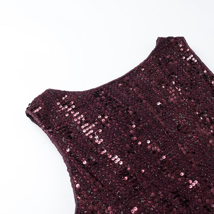 Women's Sequined Peplum Top with Round Neck and Figure-Flattering Waist Amarae