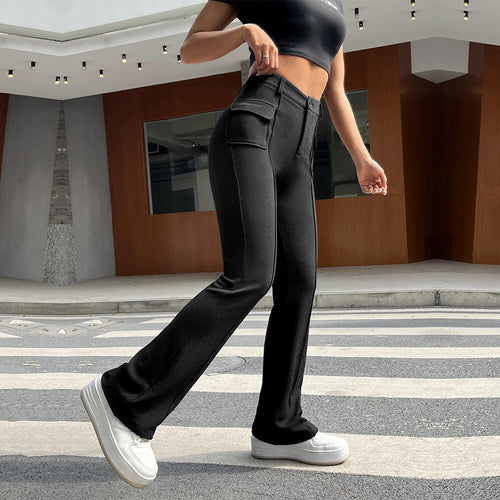 Pantalons palazzo classiques pour femmes avec poches plaquées et taille haute Chic & Stil
