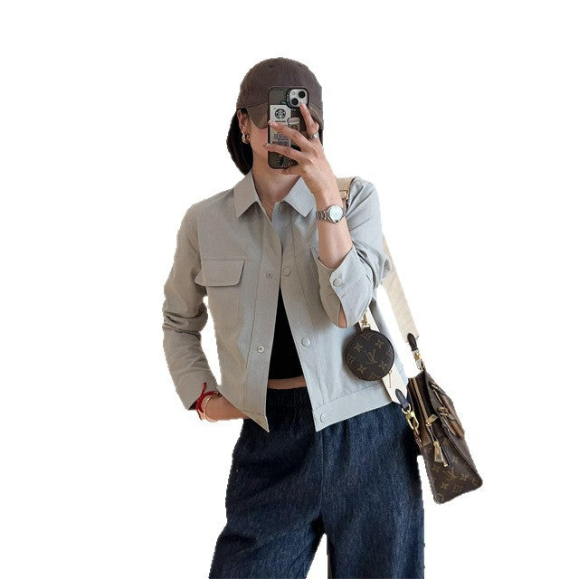 Ladies Short Overshirt Jacket made of lightweight cotton blend with chest pockets Amarae