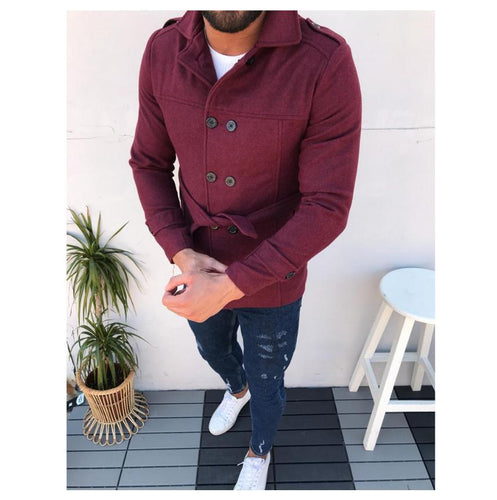 Fashion trench coat for men with double-breasted buttons and removable belt Amarae