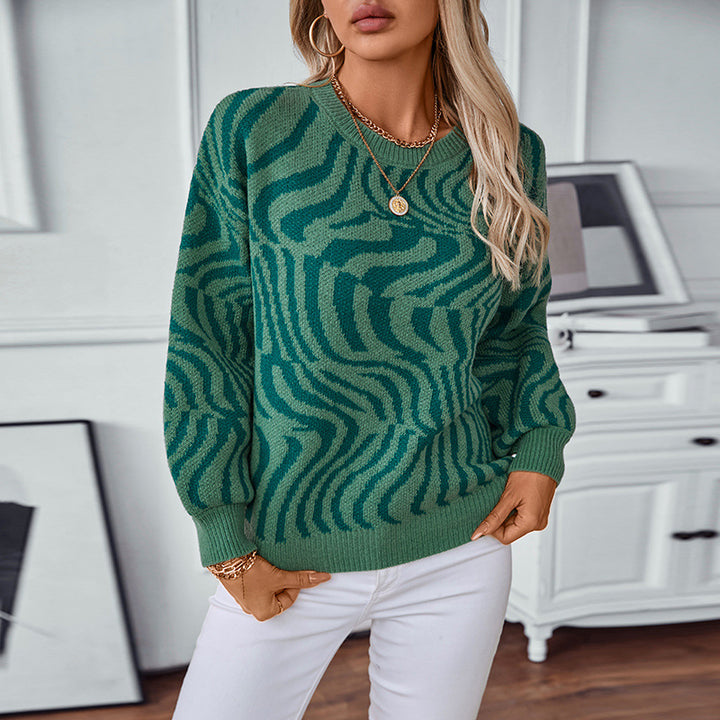 Unique wave pattern knit sweater for women Lune London