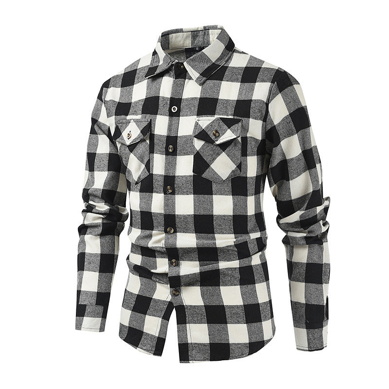 Classic flannel shirts for men with plaid pattern and practical chest pockets Lune London