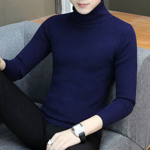 Men Ribbed Turtleneck Sweater Elegant Amarae