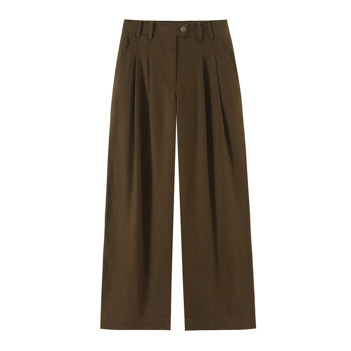 Women's high-waisted wide pleated trousers with wide leg Amarae
