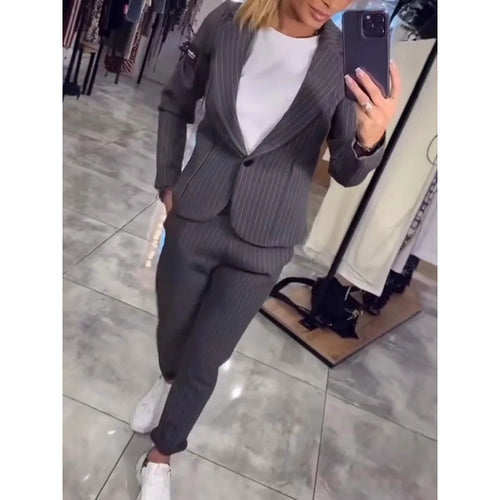 Women Elegant business-casual suit set with fine stripes and a modern fit Amarae