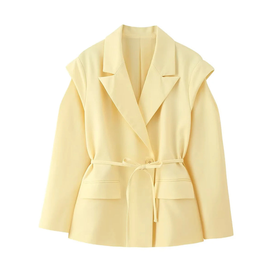 Blazer jacket for women with wide shoulders and adjustable belt Lune London