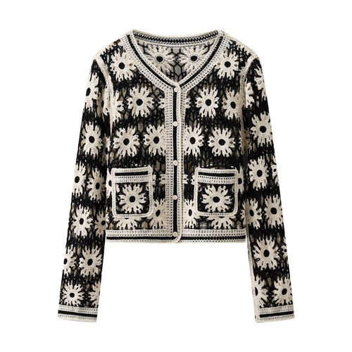 Cardigan élégant pour femmes avec motif floral et poches pratiques Chic & Stil