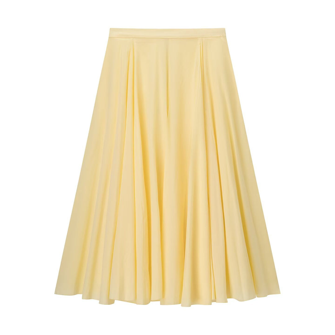 Women's Flowing A-Line Maxi Skirt with Fine Pleats and High Waist Amarae