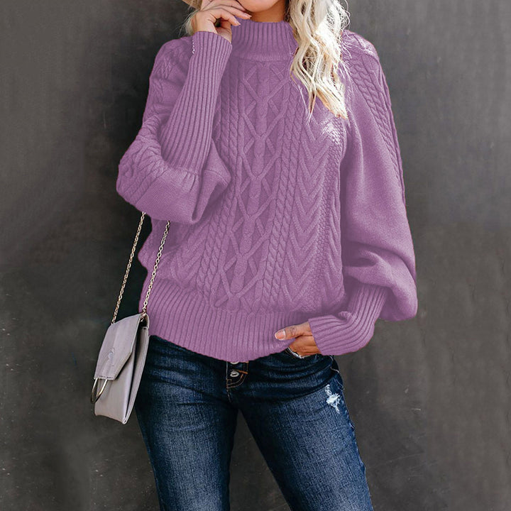 Knitted sweater for women with high collar and textured pattern Lune London