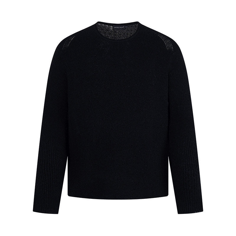 Men's fine-knit round neck sweater with ribbed structure and raglan sleeves Amarae