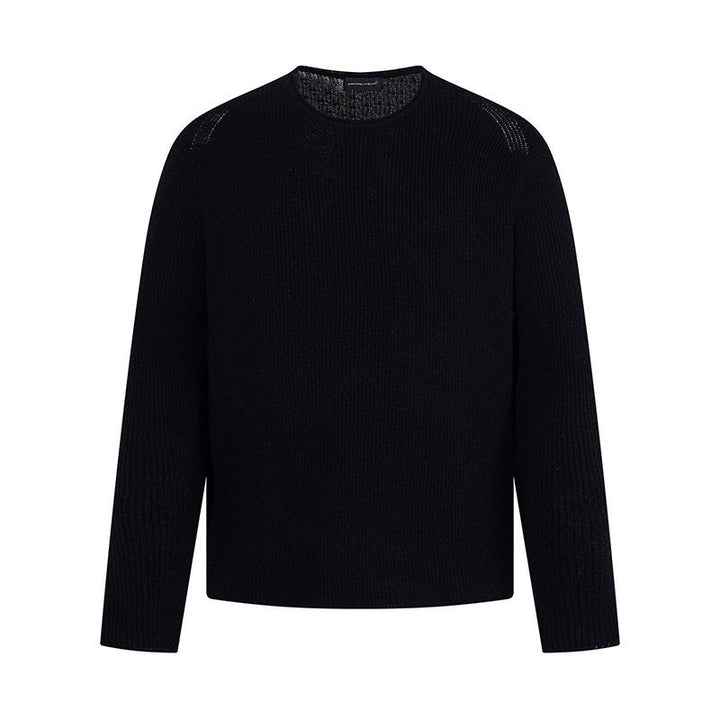 Men's fine-knit round neck sweater with ribbed structure and raglan sleeves Amarae