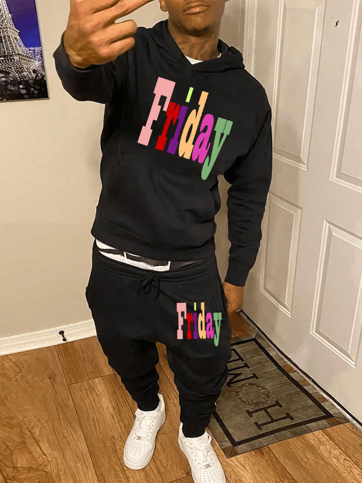 Men's hoodie and jogging pants set with creative print Lune London