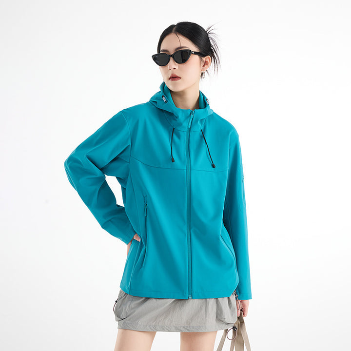 Women's Breathable Softshell Rain Jacket with Hood, Windproof and Minimalist Tech Look Amarae