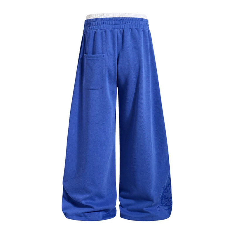 Women Wide Palazzo Training Pants with Elastic Waistband, Drawstring and Contrast Piping Amarae