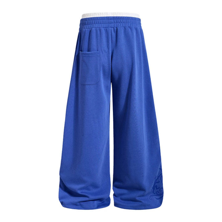 Women Wide Palazzo Training Pants with Elastic Waistband, Drawstring and Contrast Piping Amarae