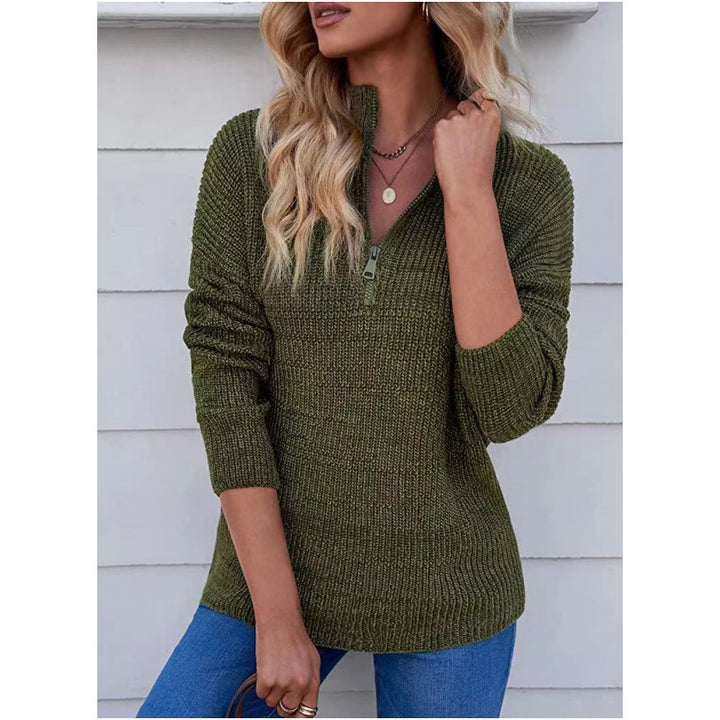 Knit sweater for women with short zipper Lune London