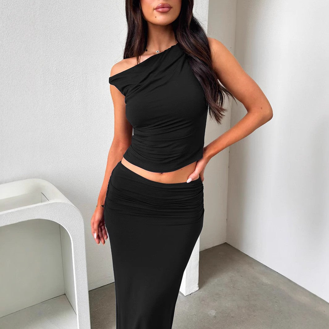 Women's Stylish Set with Asymmetrical Top and Long Skirt Lune London