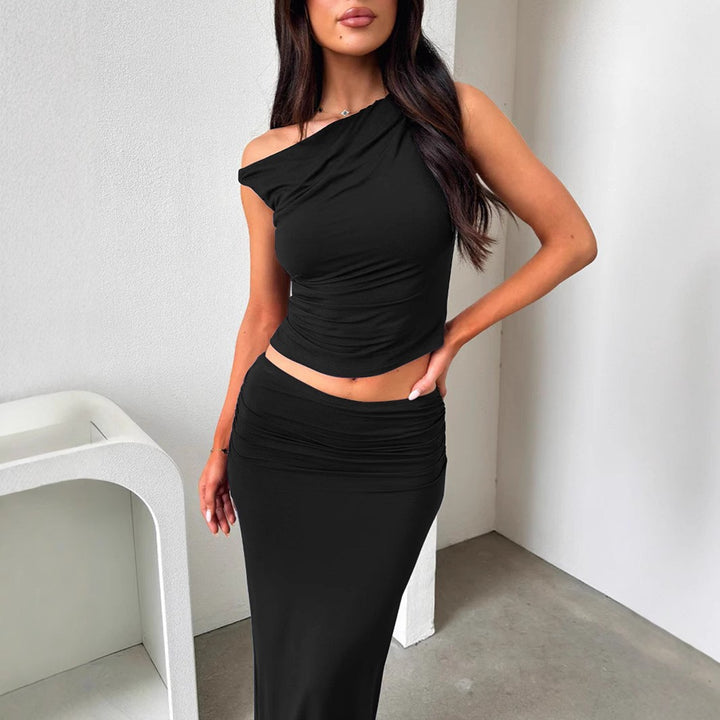 Women's set of off-the-shoulder top and maxi skirt in gathered design Lune London