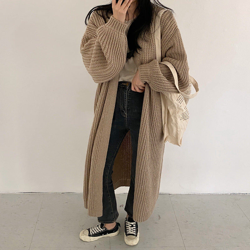 Knit coat for women with a relaxed fit and a deep V neck Lune London