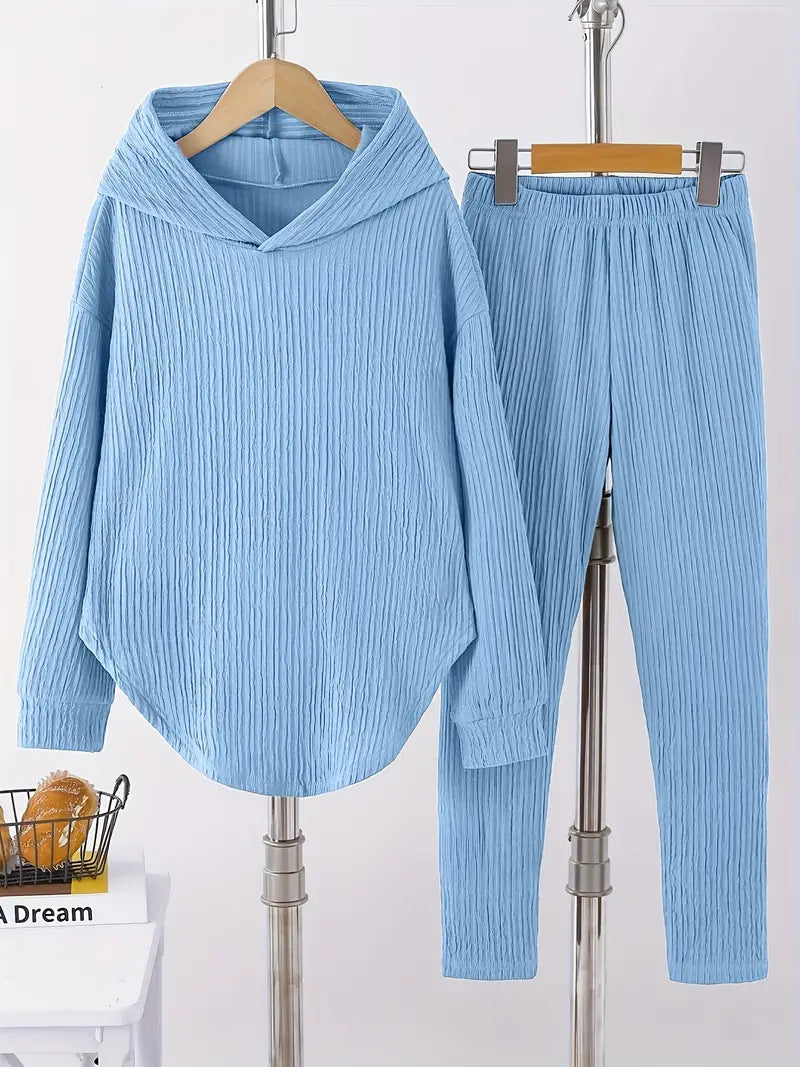 Lune London textured design casual sweatshirt and pants set for women