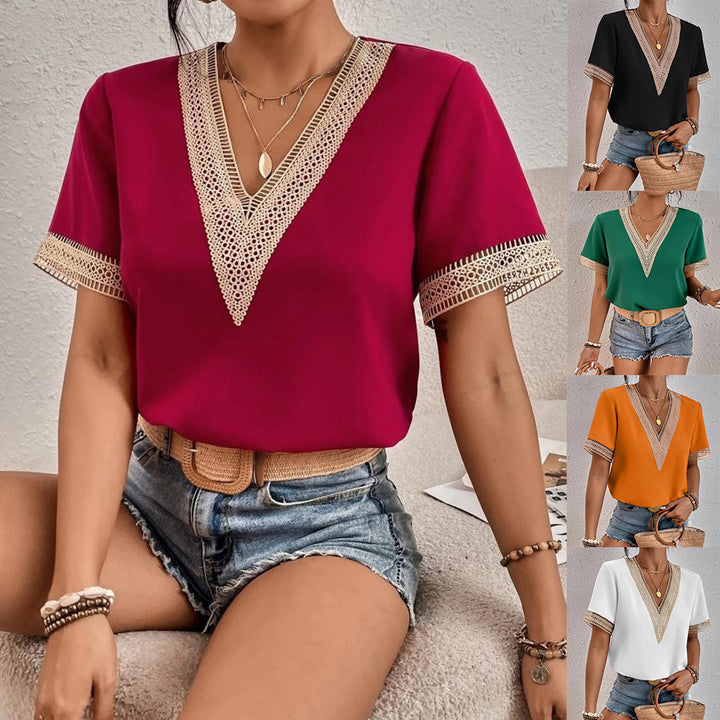 Chic blouse and elegant V-neck style with lace for women