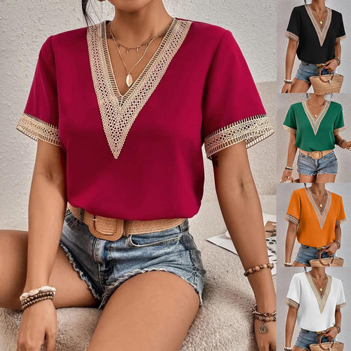 Chic blouse and elegant V-neck style with lace for women