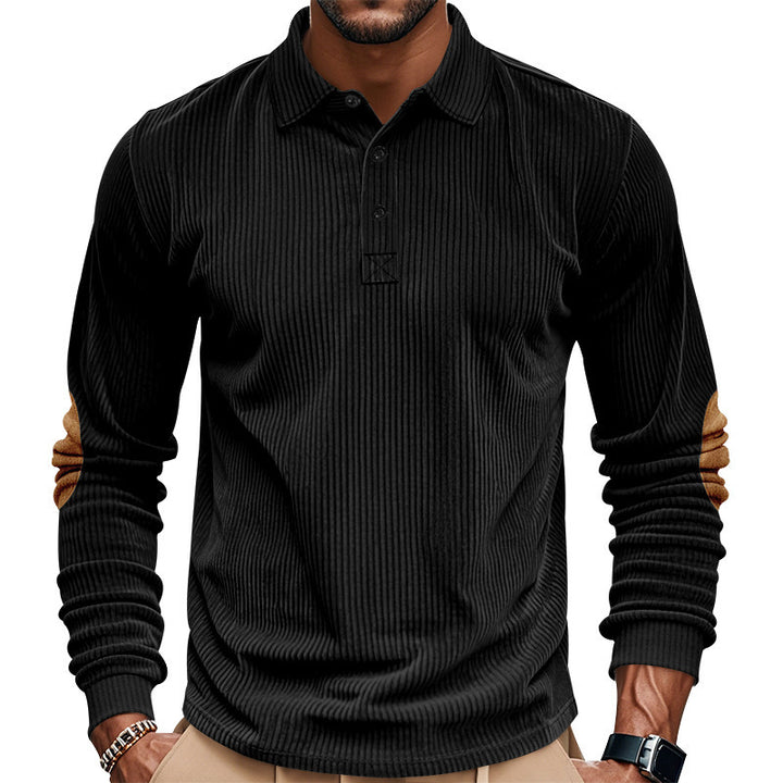 Men's long-sleeve shirt in textured material with fashionable elbow patches Lune London
