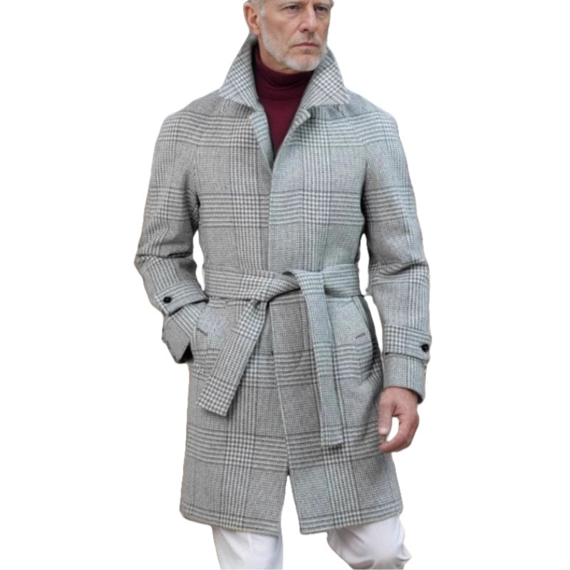 Men's Classic Checked Wool Coat Amarae