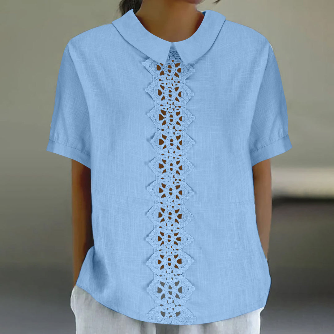 Women short sleeve blouse with lace detail Lune London