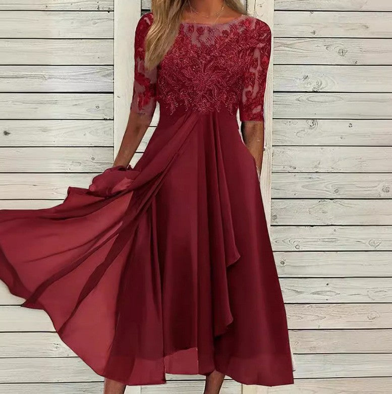 Lune London | Feminine Flowing Chiffon Midi Dress