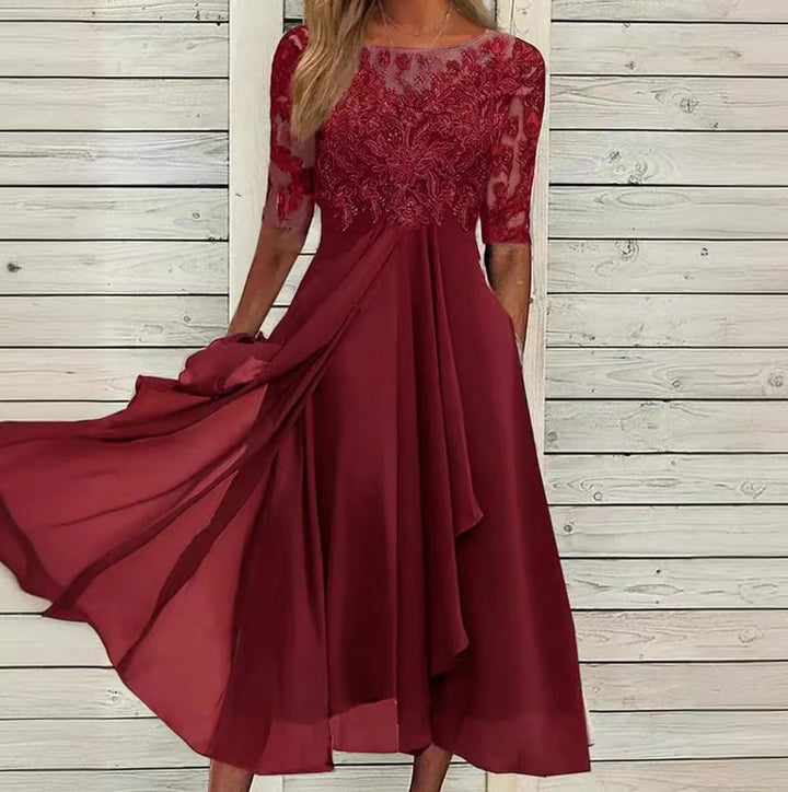 Lune London | Feminine Flowing Chiffon Midi Dress