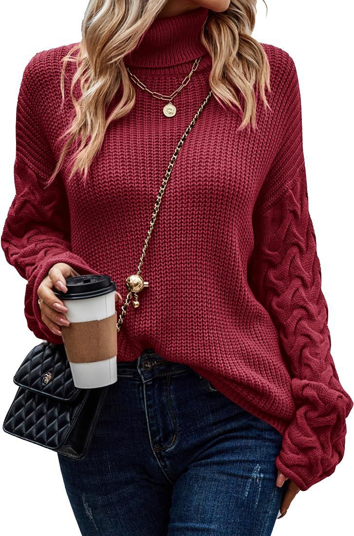 Thick knit sweater for women with a modern cable design and a high collar Lune London