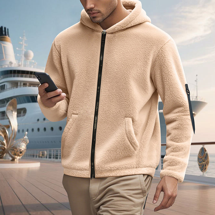 Men's fleece sweatshirt with shiny zipper and practical pockets Lune London