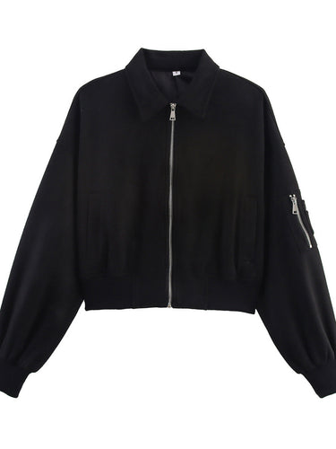 Women Modern Short Hoodie with Practical Pockets and Chic Zip Closure and Style
