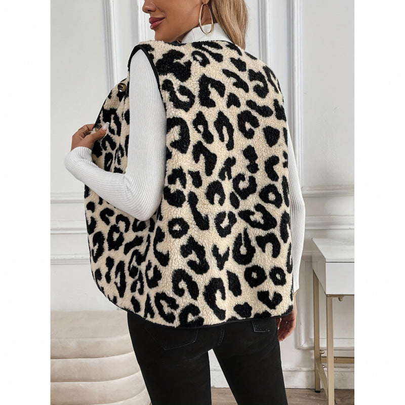 Ladies Comfortable Vest with Chic Leopard Pattern and Style