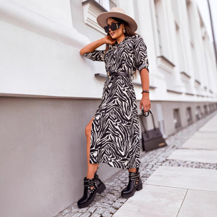 Chic animal print shirt dress for women Lune London