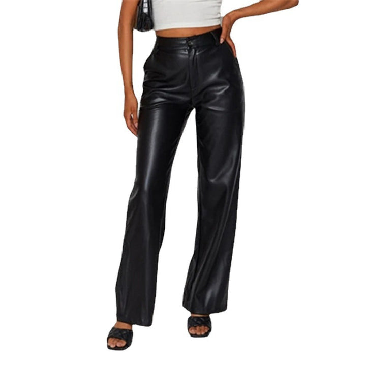 Elegant faux leather trousers for women, high-waisted design Lune London