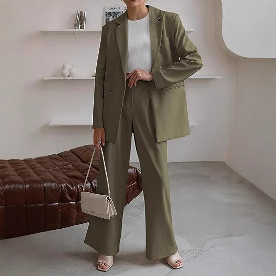 Chic and Stylish Elegant Set for Women with Wide Trousers and Modern Blazer