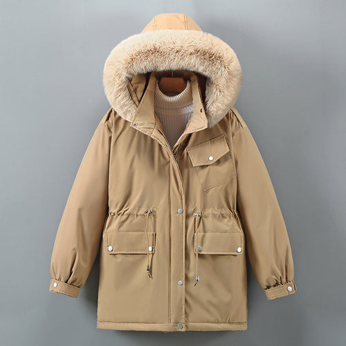 Ladies Insulated Winter Jacket with Removable Faux Fur Collar and Large Pockets Amarae