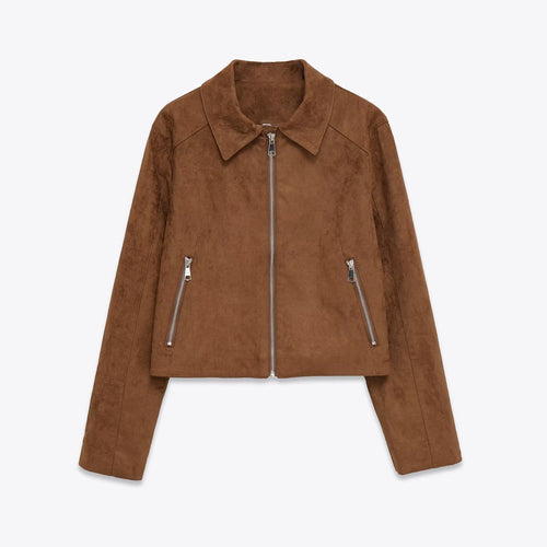 Women’s fashionable faux leather jacket with stylish zip elements Amarae