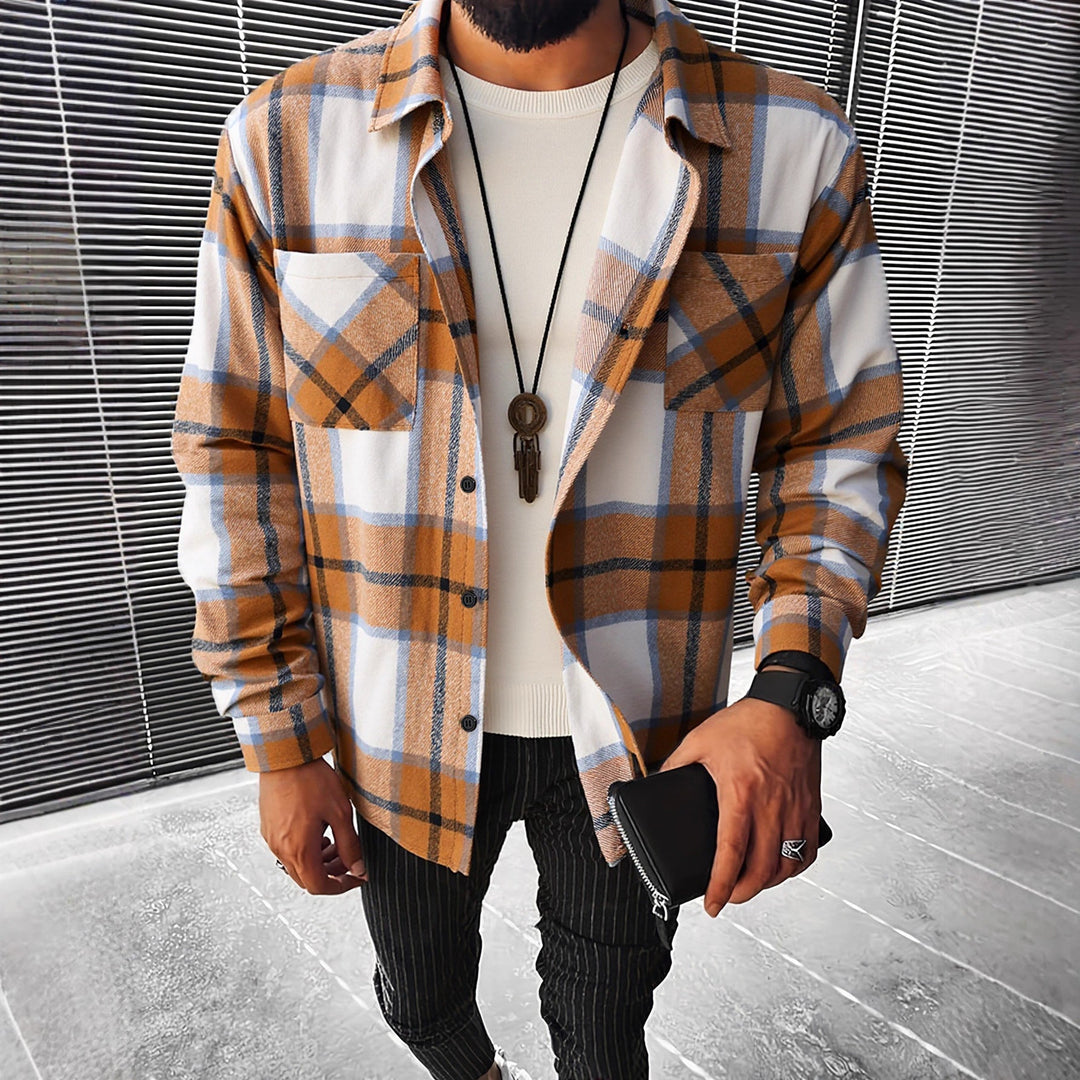 Men's Checked Flannel Shirt Jacket Amarae
