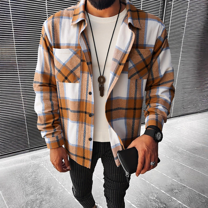 Men's Checked Flannel Shirt Jacket Amarae